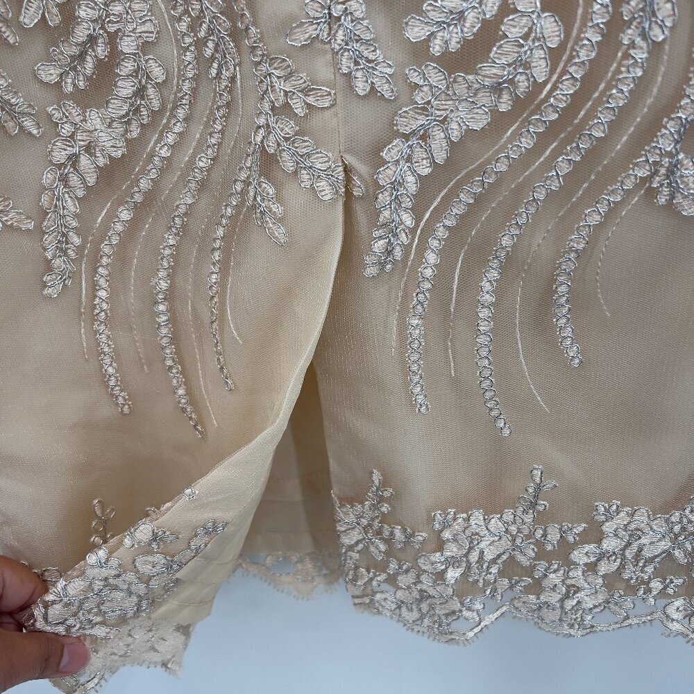 Women’s Terramina Collection Cocktail Embroidered Lace Midi Skirt Beige Gold 8 - Picture 7 of 13